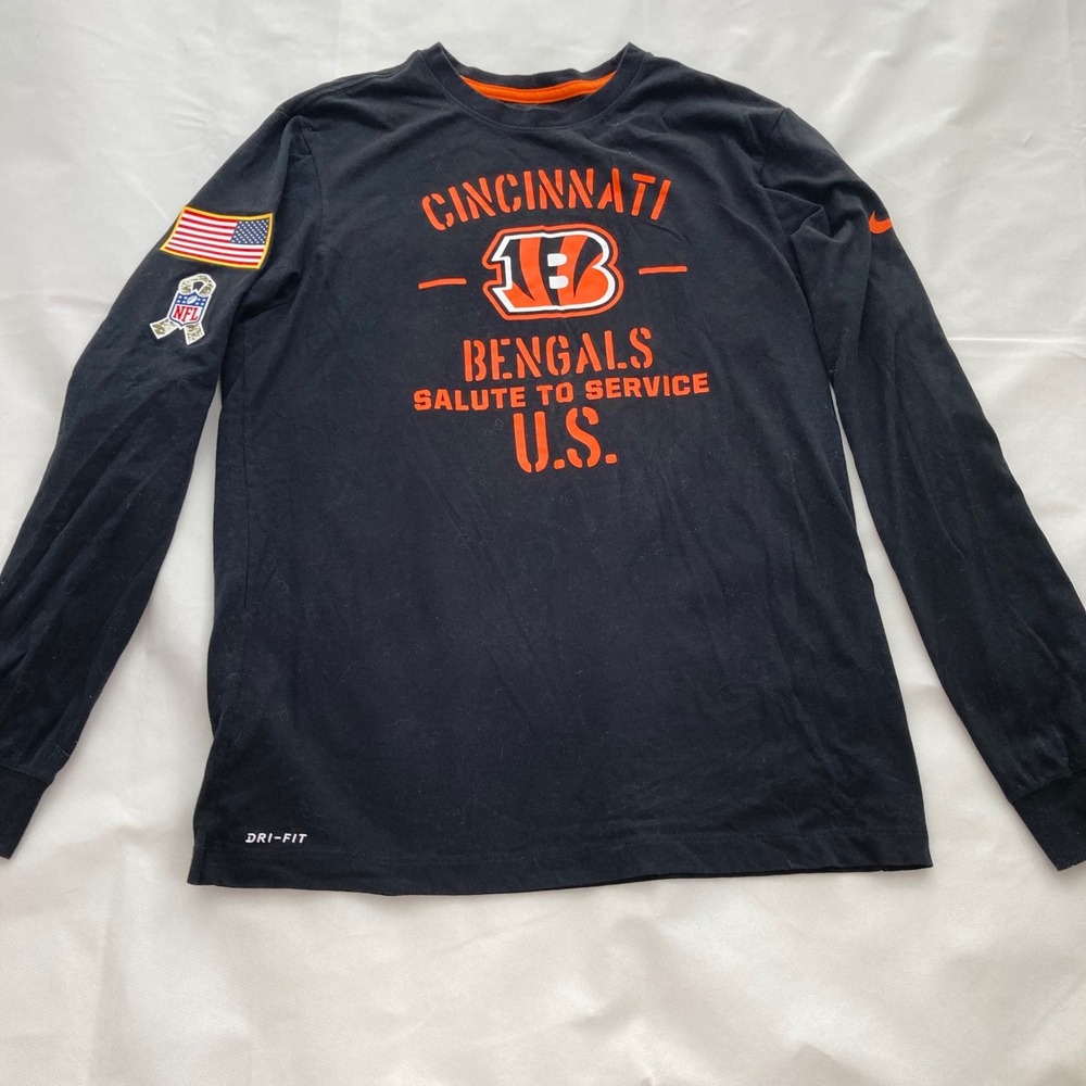 Nike Cincinnati Bengals Salute to Service Long Sleeve Shirt Black Mens M Dri-FIT